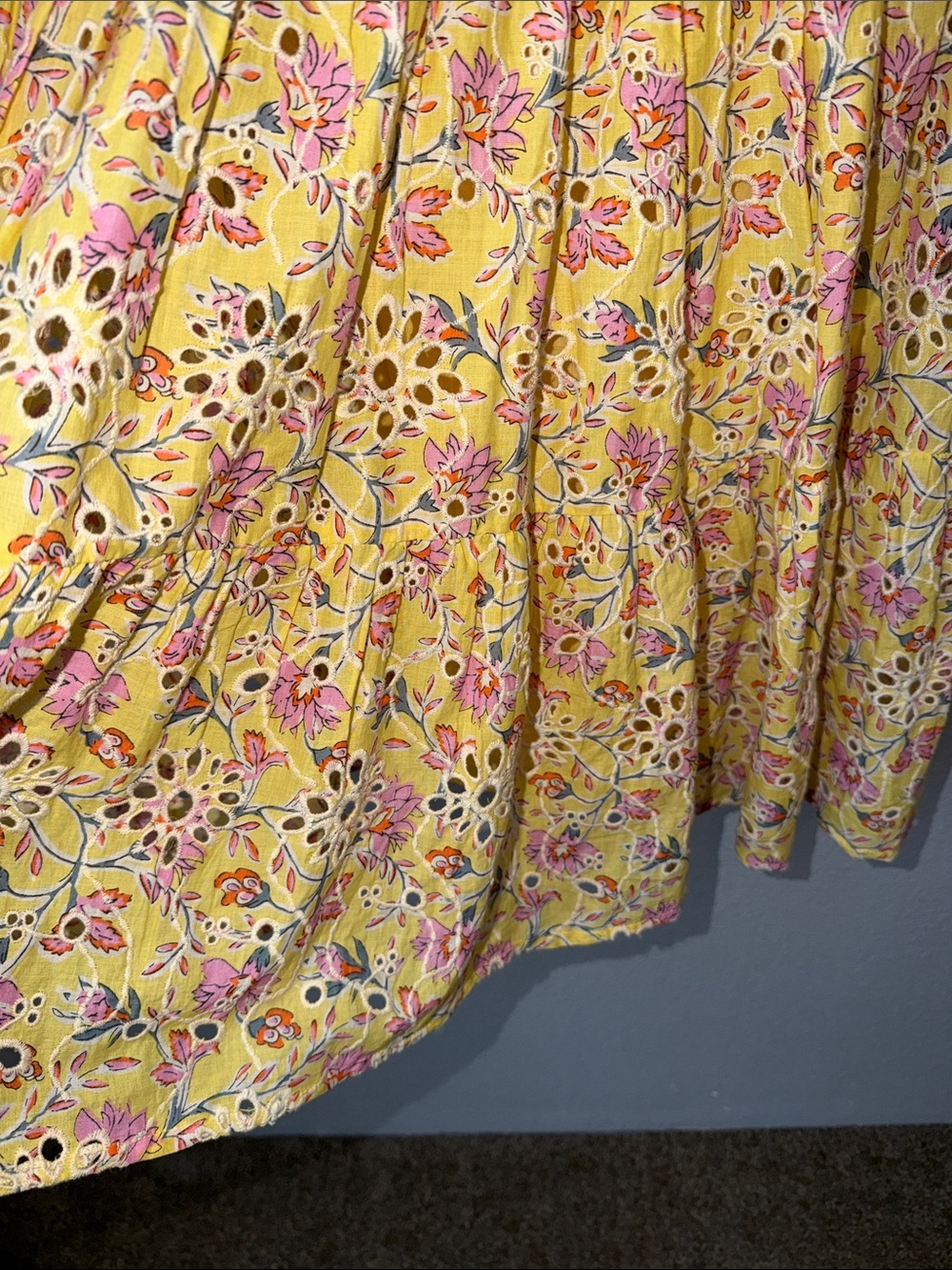 Yellow Floral Eyelet Dress - Picture 9 of 10